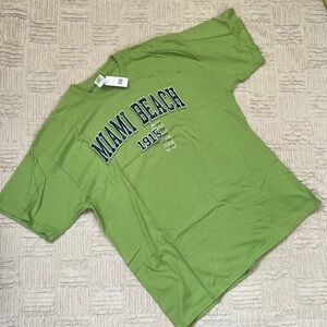 Miami Beach 1915 short sleeve t-shirt, green with navy print, XL, New with tags